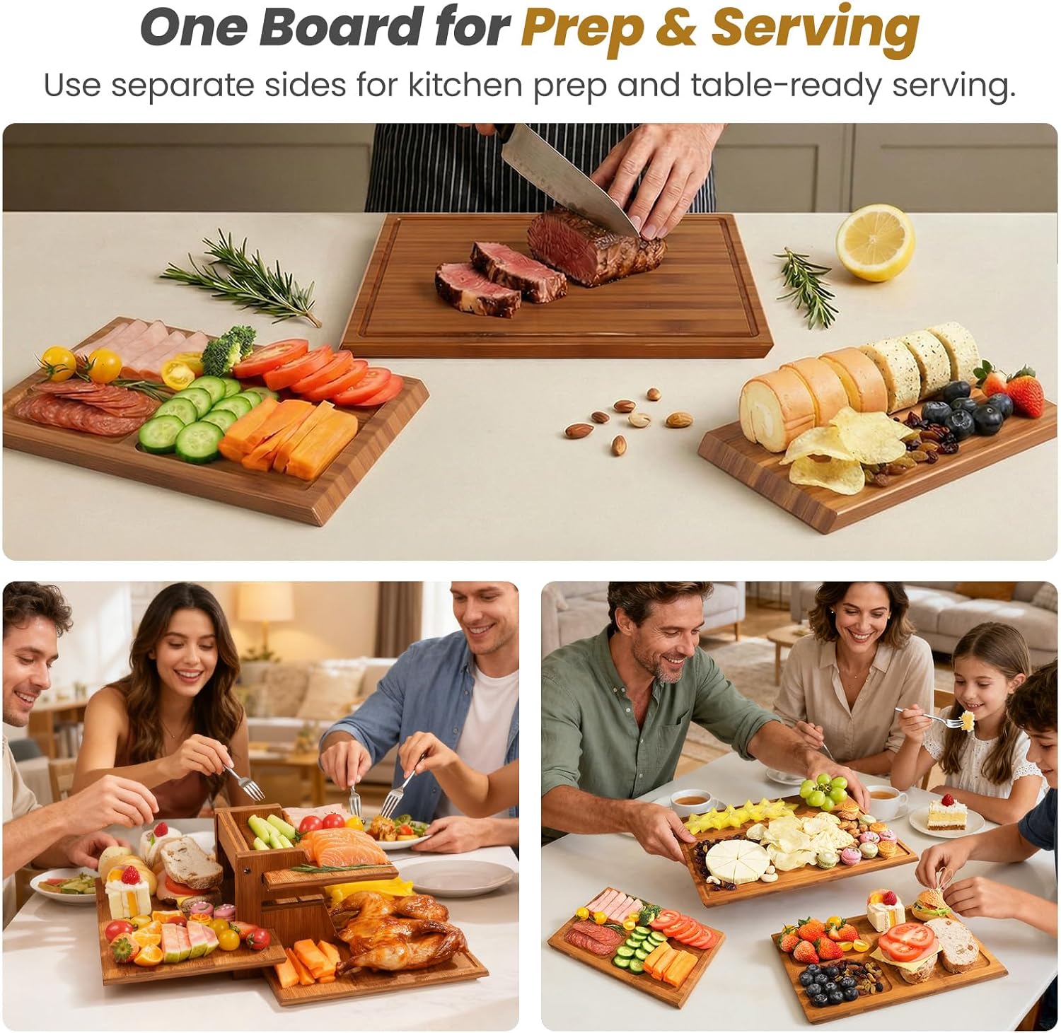 Bamboo Cutting Board Set With  - Meal Prep Juice 评论和价格