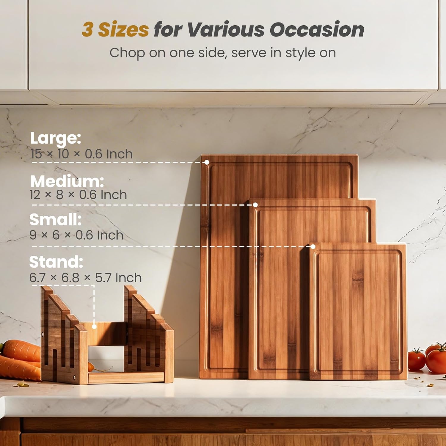 Bamboo Cutting Board Set With  - Meal Prep Juice 评论和价格