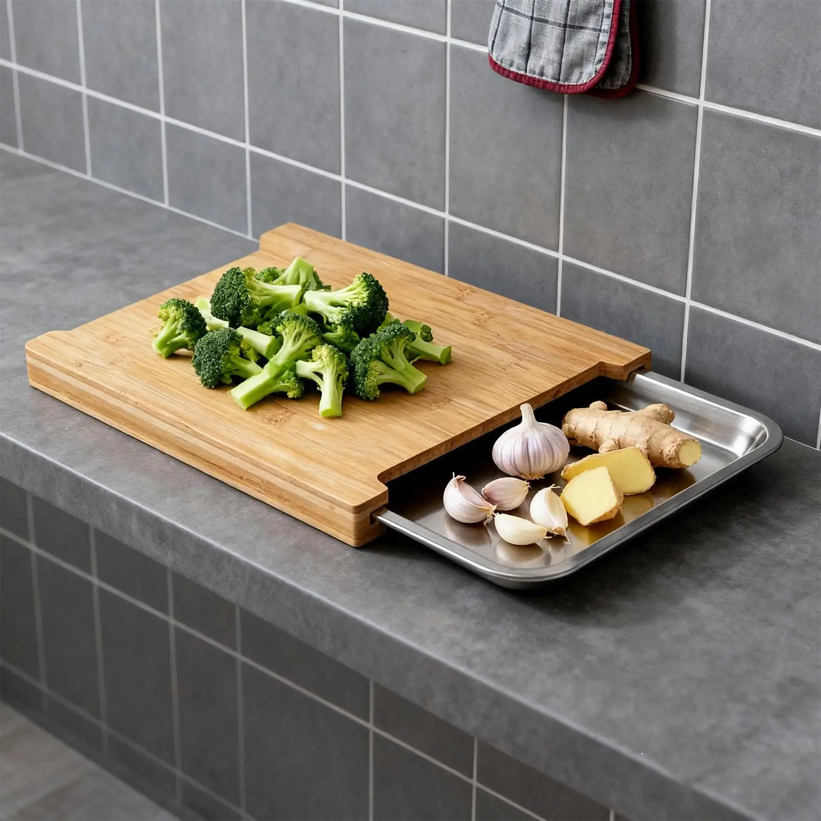 Wooden Cutting Board Non-Slip  - Meal Prep Veggie 评论和价格