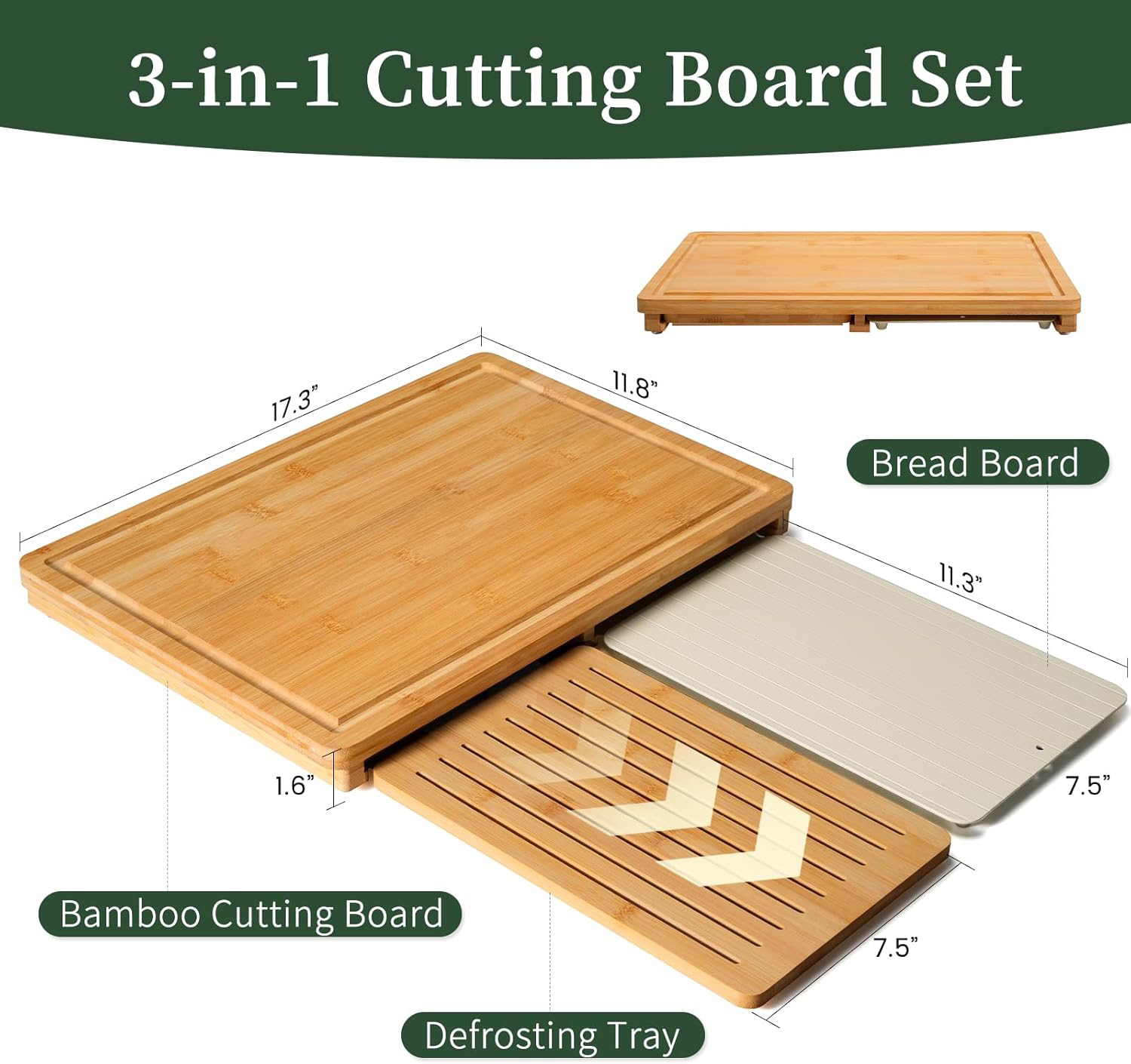 Bamboo Cutting Board Set Defro - Meal Prep Juice 评论和价格